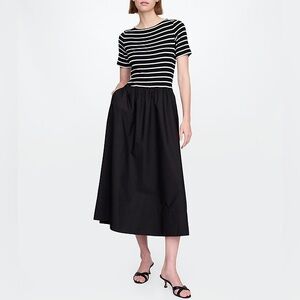 GAP Mixed Media Modern Rib Maxi Dress in Black Stripe | XL | EUC